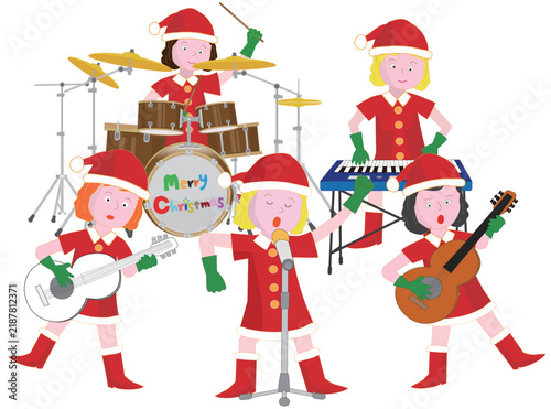 クリスマスにサンタクロースがコンサートを開いている。