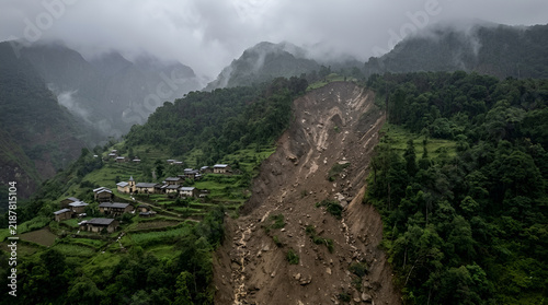 Devastating Landslide on Lush Mountain Slope