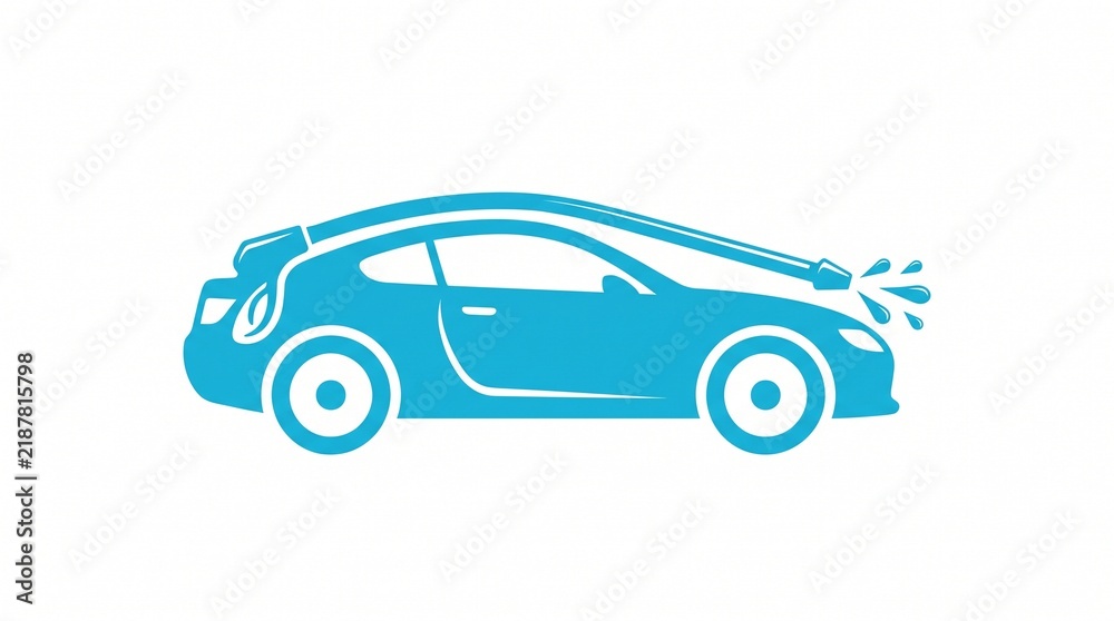 Fototapeta premium Blue Eco Car Wash Service Icon