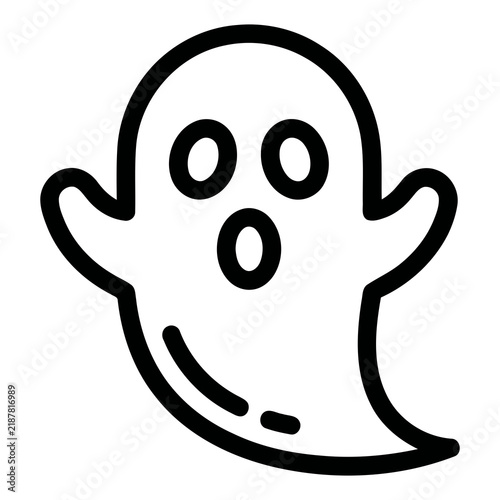 Minimalist Outline Spooky Floating Ghost Character Halloween Holiday Graphic Symbol Icon