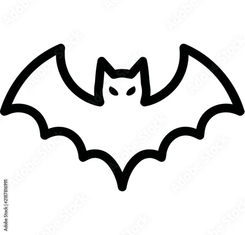 Minimalist Outline Flying Bat Animal Halloween Spooky Element Icon