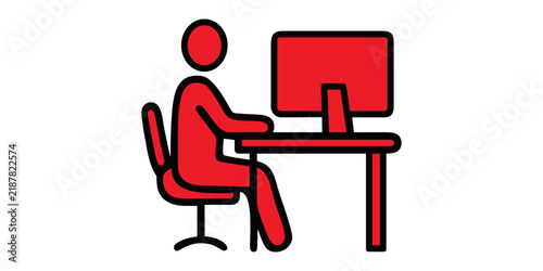 Business and work line icon , minimal workspace and office vector illustration