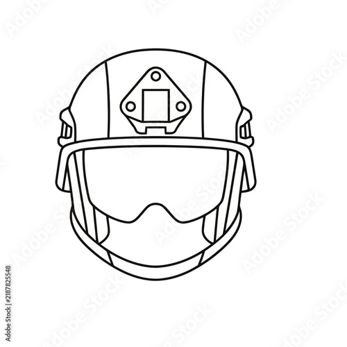 Tactical Helmet with Goggles Line Art