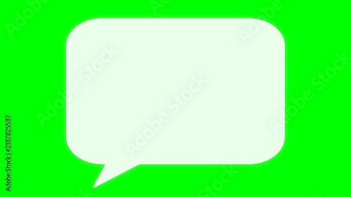 Blank White Speech Bubble and Chat Icon on Chroma Key Green Screen Background for Video Editing, Communication, and Social Media Messaging