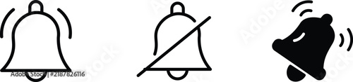 Foto Bell Notification Icon Set Vector – Ring, Mute and Alert Symbols