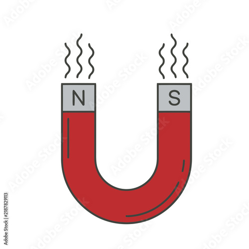 Bild auf Leinwand Horseshoe magnet with north and south poles