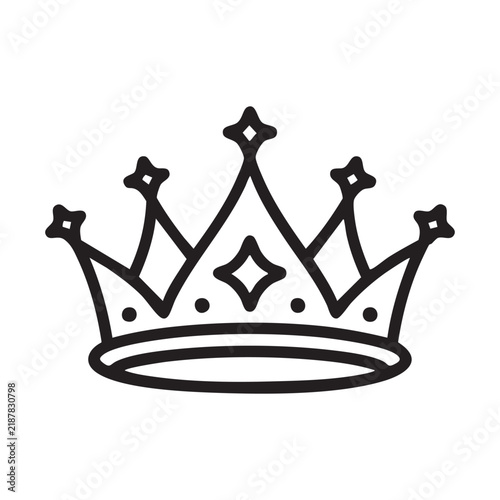 Foto Simple outline crown with stars and diamonds on white background representing ro