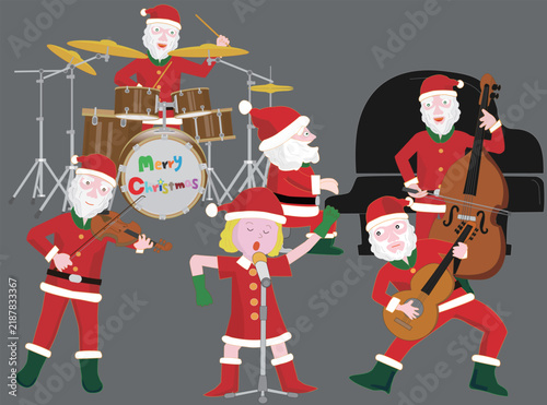 クリスマスにサンタクロースがコンサートを開いている。