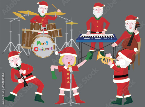 クリスマスにサンタクロースがコンサートを開いている。