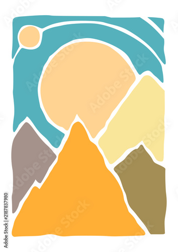 Boho Art Prints Abstract Landscape Poster Gallery Wall Pictures Horizon Sun Paintings on Canvas Decor