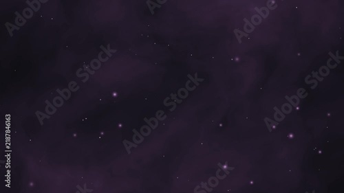 Slow drifting purple nebula clouds and twinkling stars in a serene cosmic expanse
