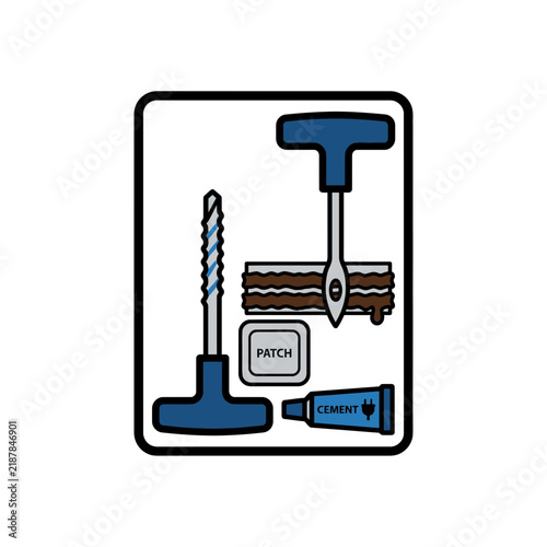 Tire Repair Kit Tools Icon Isolated