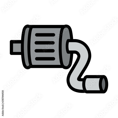 Isolated exhaust muffler with bent pipe