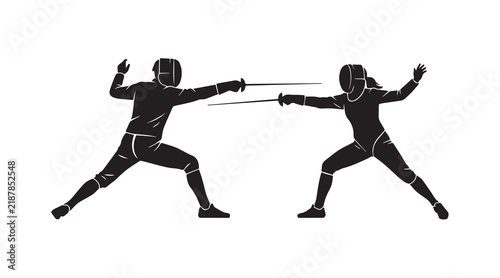 Canvastavla engarde fencing sport silhouette illustration