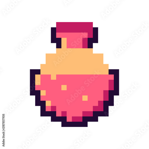 Canvastavla Pink pixel art magic potion bottle illustration isolated