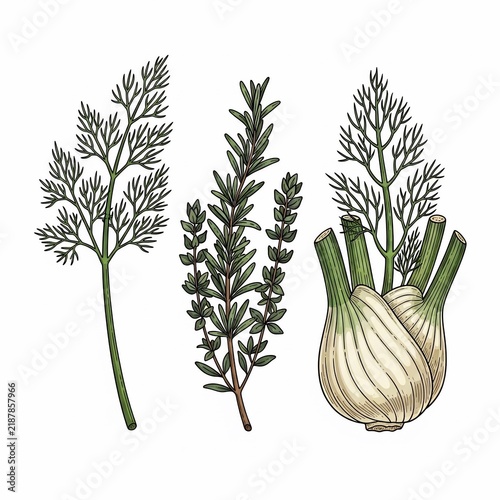 Verdant Whispers: A Hand-Drawn Trio of Fragrant Harvests