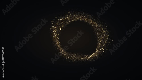 Golden particle ring rotates and pulses against a dark background