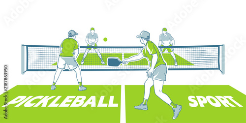 PICKLEBALL SPORT GAME ILLUSTRATION STOCK