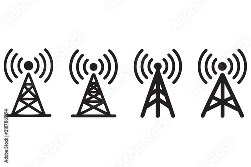 Foto Radio Signal Broadcasting Concept With Multiple Communication Tower Illustration