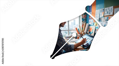 Conceptual Pen Tip Silhouette with Designer for Creative Studio