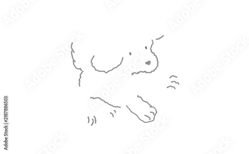 Obraz na płótnie 走る白い犬の手描きイラスト かわいい動物のシンプルな素材