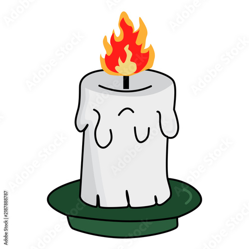 Handdrawn Illustration of a Burning Candle