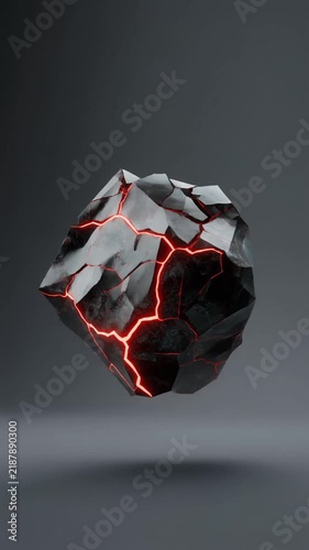 Floating Volcanic Rock with Glowing Lava Cracks Generative AI