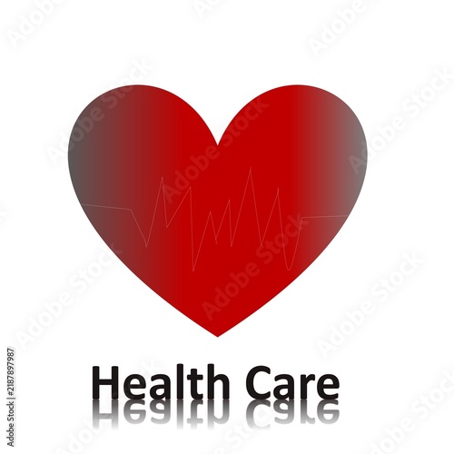 Health Care Logo Red Heart With White ECG Pulse Line.