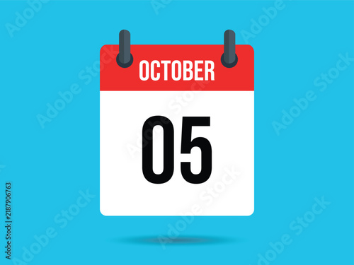 Calendar icon showing October 05th with red on a light blue background