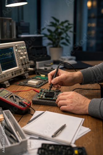 Obraz na płótnie Edge AI Sensor Validation Bench for Embedded Systems, Hardware Testing and Industrial Technology Development