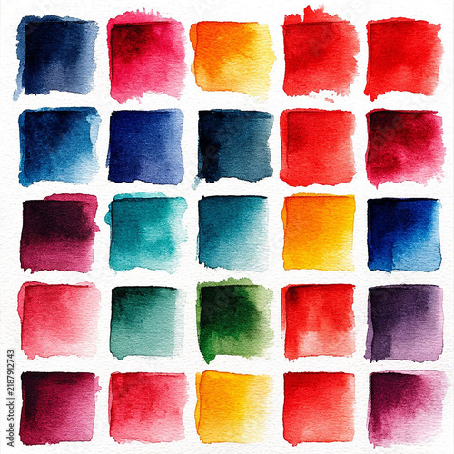 Watercolor spots set Colorful watercolor stains Different shapes and colors swatch