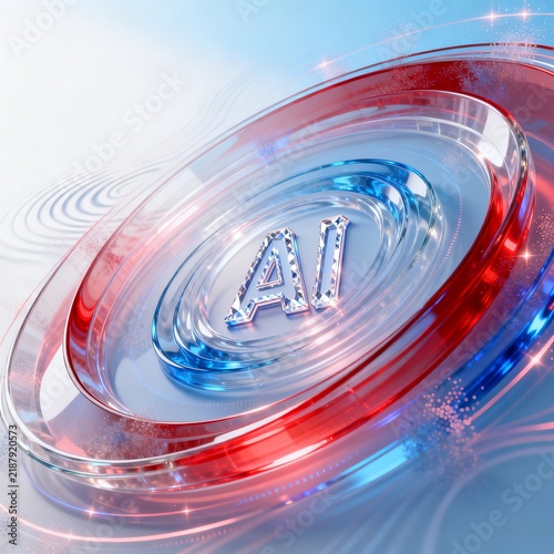 Stylized AI Logo with Glass and Crystal Design