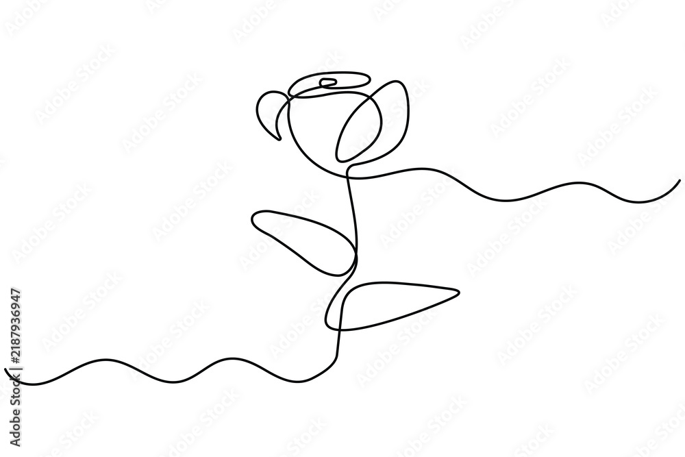 Obraz premium Rose flower one line art minimalist botanical illustration 