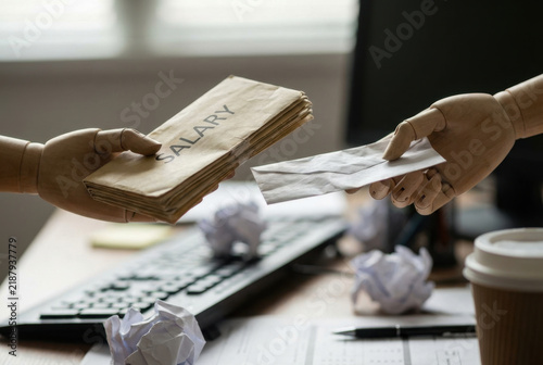 Salary Payment Exchange Between Hands Over Desk