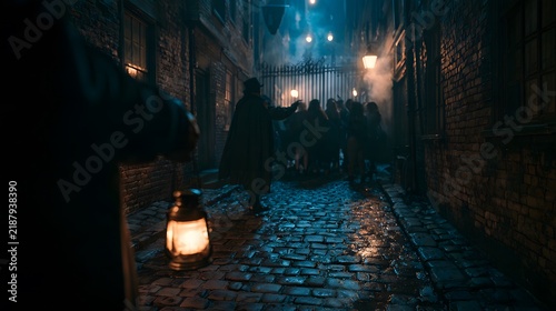 POV Holding Lantern on Guided Night Ghost Tour in Old Town.