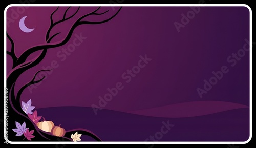 Halloween Autumn Pumpkin Background with Crescent Moon and Copy Space