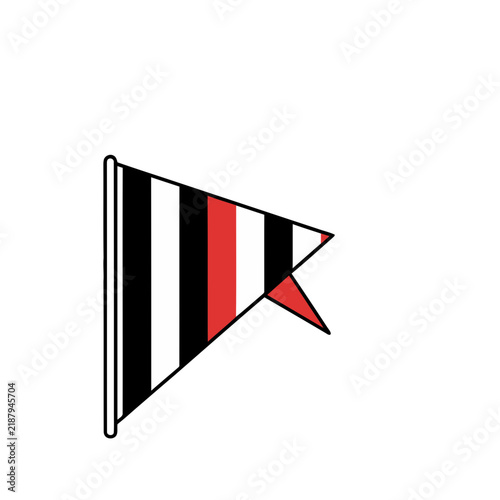 Pennant Flag with Black, White, and Red Stripes