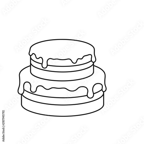 Two-tier cake with icing outline