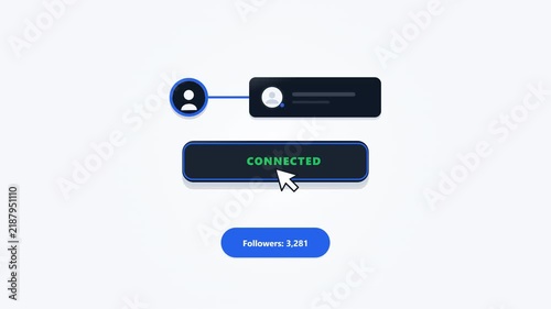 Social Media Follow Button Vector UI Concept with User Connection and Follower Counter