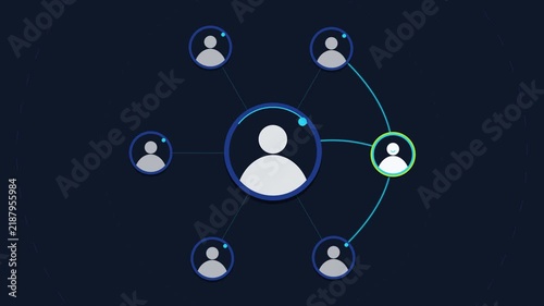 New Follower Snap In Social Network Concept showing Connected Profile Avatars and Data Nodes