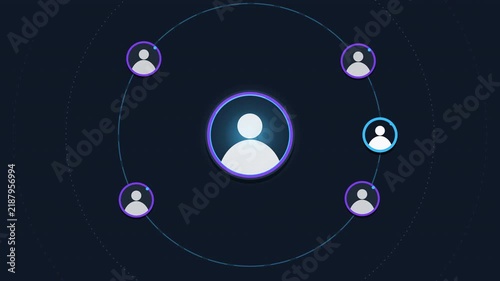 Follower Magnet Field Social Media Loop with Profile Central Hub and Orbiting Avatars
