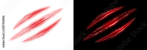 Obraz na plátne Wound gashes cutting deep with glossy red blood and sharp edges for design in PN