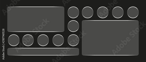 This image showcases a detailed grayscale layout of electronic device components potentially for a user interface or product design concept featuring a glass effect