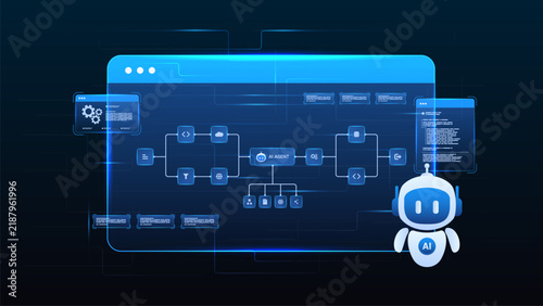 AI agent automation machine learning with flow process, coding, processing system and software development system.