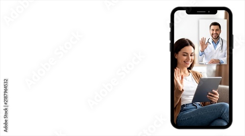 Conceptual Smartphone Silhouette with Doctor Video Call for Telemedicine