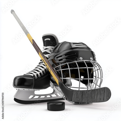 Ice Hockey Goalie Player Helmet Equipment Guard Isolated on White Background