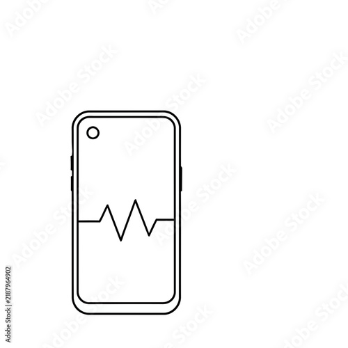 Smartphone with heart rate line graph