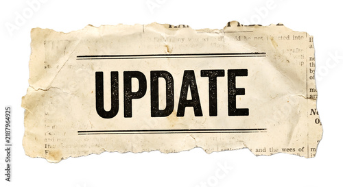 Vintage Torn Paper Update Signboard Announcement With Distressed Headline for News and Notification