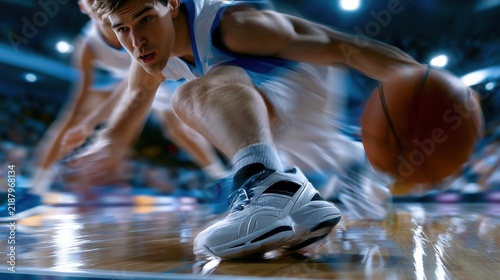 Obraz na płótnie Basketball Guard Performs Quick Crossover Dribble