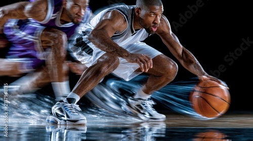 Obraz na płótnie Basketball Guard Performs Quick Crossover Dribble